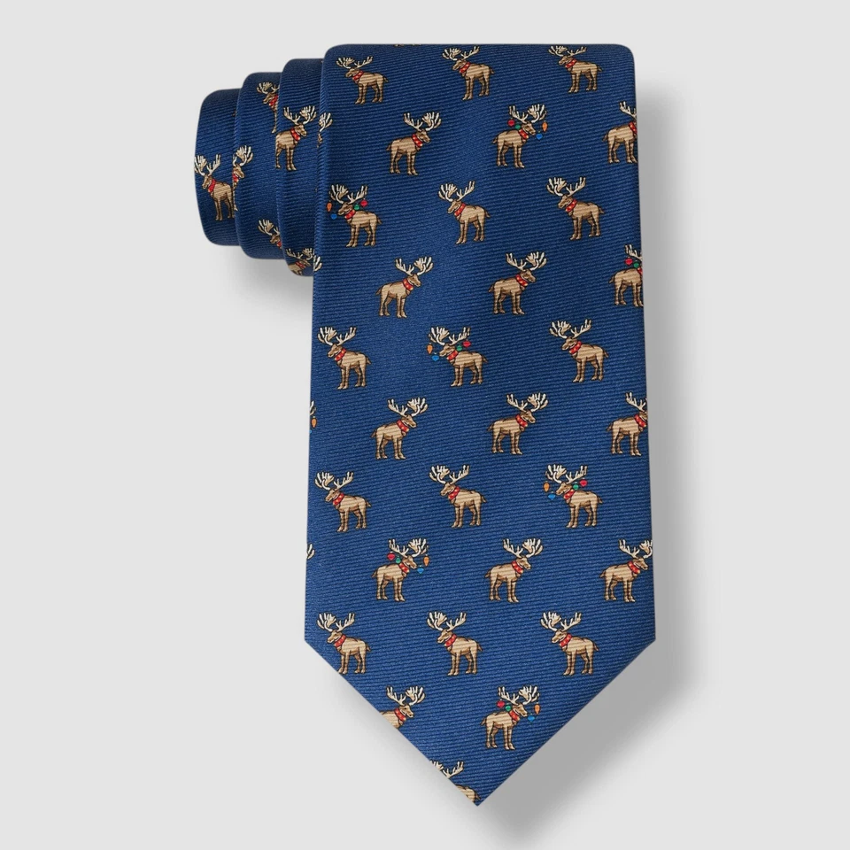 Tommy Hilfiger Hombre Azul Vacaciones Alce Clásico Seda Corbata 58X3.0 Foto 1 de 1