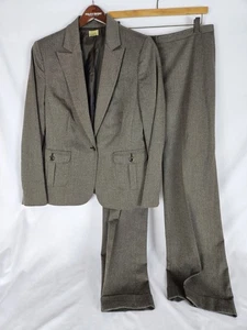 CASLON donna marrone 2 pezzi pantaloni tuta giacca spina di pesce taglia 12 pantaloni taglia 10 - Foto 1 di 14