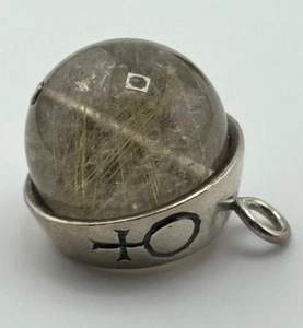 Mignon Faget Retired Sterling Silver Rutilated Quartz Ball Venus Symbol Pendant - Picture 1 of 11