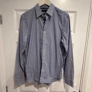 Tommy Hilfiger Men’s Blue Striped Long Sleeve Button Up Shirt Slim Fit Medium - Picture 1 of 5