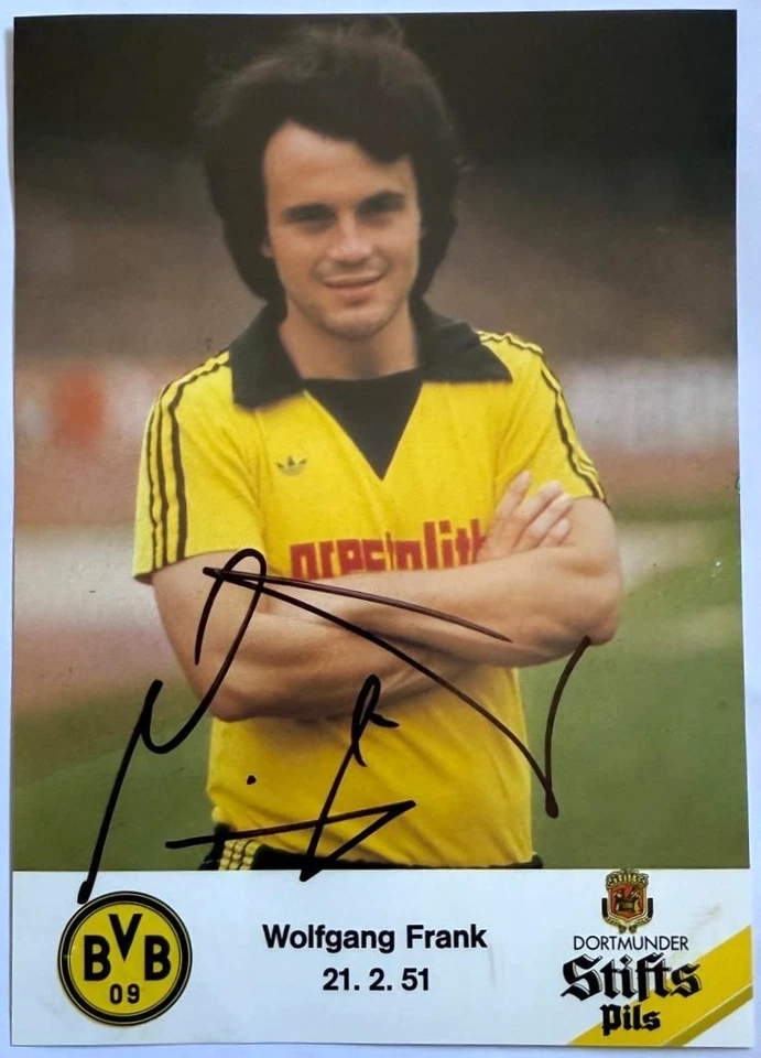 Wolfgang Frank BVB Borussia Dortmund handsignierte Autogrammkarte 70ziger RAR - Bild 1 von 1