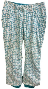 BURTON Damen S Dry Ride Snowboard Ski Hose weiß mit türkisfarbenem Allover Print - Bild 1 von 24