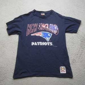 Vintage New England Patriots Shirt Mens Medium Blue NFL Football Nutmeg 90s - Picture 1 of 14