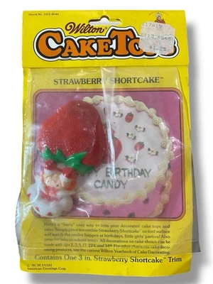 Vintage Wilton Strawberry Shortcake Cake Topper  3" 1983 New in Package - Image 1 of 3