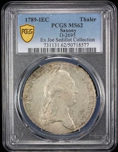 PCGS Top! 1789 DEUTSCHLAND SACHSEN Kurfürst Fred August. SILBER Taler Münze PCGS MS 62 - Bild 1 von 2
