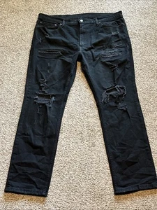 Levis 511 Slim Fit Straight Leg Black Distressed Dark Wash Jeans Men’s 40x32🔥 - Picture 1 of 17