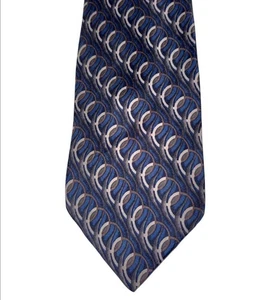 CORBATA DE SEDA VINTAGE KETCH AZUL Anillos Diagonales Círculos EE. UU. 3,75 x 58 Carrera - Imagen 1 de 7