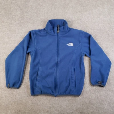 North Face Jacket Boys Small Blue Full Zip Mock Neck Fleece Outdoor Youth Kids Z - Image 1 of 4