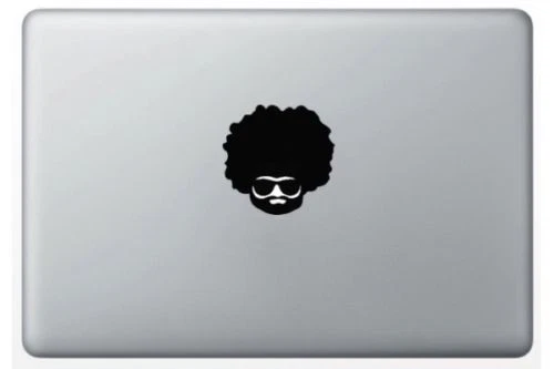Cool Hipster Small Afro Head Apple Macbook Removable Vinyl Sticker Skin Decal - Image 1 of 1