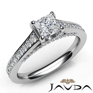 Anillo de compromiso princesa diamante micro pavé puente acento GIA F color VS2 1,46 quilates - Imagen 1 de 12