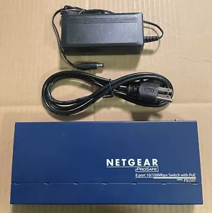 NETGEAR Switch FS108Pv3 ProSafe 8 Port 10/100mbps 4 Port Power Adapter Internet - Picture 1 of 3