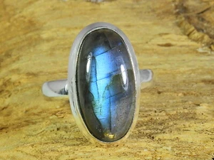 Piedra preciosa de labradorita azul natural 925 anillo de plata esterlina sól... - Imagen 1 de 10