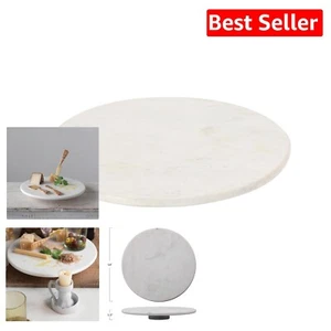 Modern White Marble Lazy Susan – 14" Serving Accessory for Stylish Hosts - Picture 1 of 11