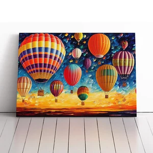 Globos de aire caliente coloridos Vol.2 lienzo arte de pared impresión cuadro enmarcado decoración del hogar - Imagen 1 de 5