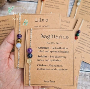 Bracciale cristallo zodiacale. pietre preziose. bracciale regalo pietra nascita. per lui/lei - Foto 1 di 10
