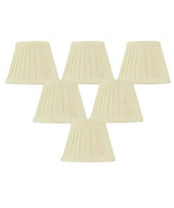 Set of 6 Crisp Linen Pleated Clip-on Candelabra Lampshade 3x5x4 - Picture 1 of 8