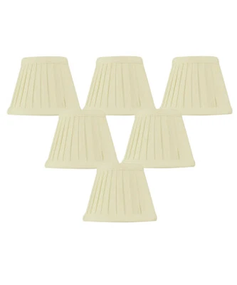 Set of 6 Crisp Linen Pleated Clip-on Candelabra Lampshade 3x5x4 - Image 1 of 4