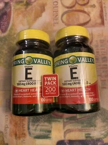 2 Pack Spring Valley Vitamin E, 400 IU - 100 Softgels Each (Total 200ct)~10/2026 - Picture 1 of 10