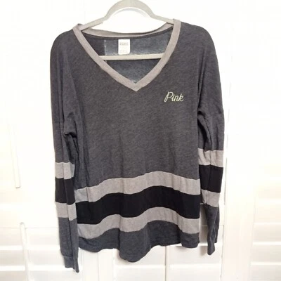 Camiseta Top Rosa Victoria Secret Para Mujer Gris Hombro Caído Inclinación Cuello en V Talla M Foto 1 de 4