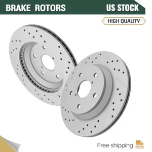 2x Rear Drilled Disc Rotors For 2019 - 2024 Subaru Forester Crosstrek - Picture 1 of 7