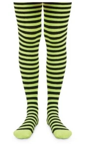 New in Package, Kids Striped Tights, Black and Lime, Size 4-6 Years - Picture 1 of 2