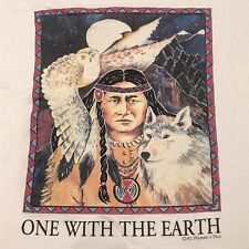 VTG Native American Shirt Spirit Animals Wolf Owl “Lg” Human-I-Tees 1992 FLAWS