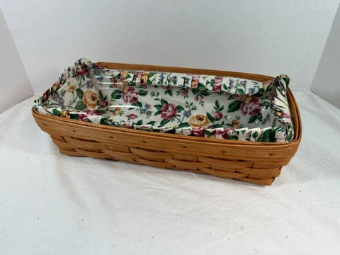 Longaberger Bread Basket With Divider and Warming Brick Cover