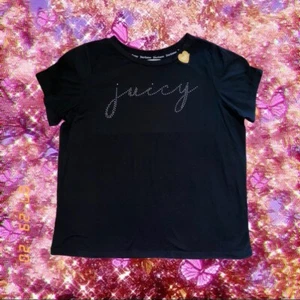 🍒 New Juicy Couture Black Comfy Lounge Studded T Shirt Top with Bling Juicy 🍒 - Picture 1 of 1