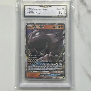 2019 Pokemon S&M Hidden Fates Onix GX #36 GMA Gem Mint 10 - Picture 1 of 3