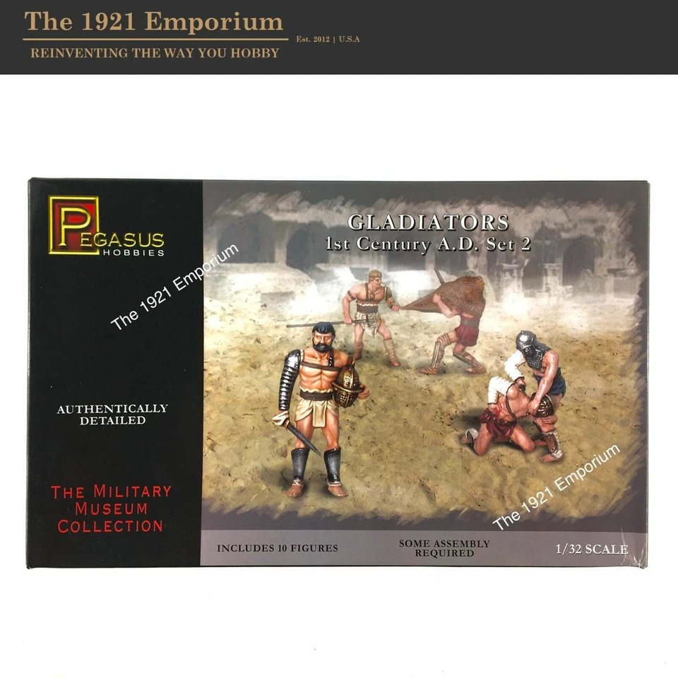 1:32 Pegasus Hobbies Roman Gladiator Figures Model Kit - Image 1 of 2