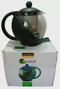 New Premier Housewares Aurora Multi Function Teapot Black Clear Glass Filter NIB - Picture 1 of 8