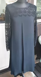 Monsoon LBD * Sz 10 * Beautiful Lined Chiffon & Lace A-Line Little Black Dress - Picture 1 of 6