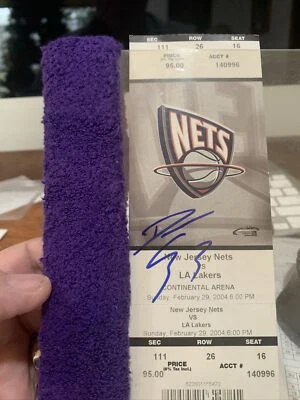 Devean George Vintage New Jersey Nets Vs Lakers Signed Ticket And Headband  - Image 1 of 3