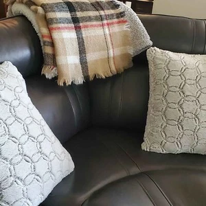 Two Large Grey and White Pillows - Picture 1 of 2