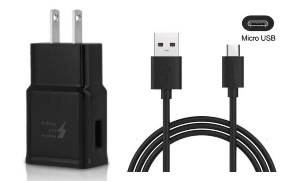 Fast Rapid Wall Charger+Charging Cable Cord For Samsung Galaxy J3 J7 S6 S7 Black - Image 1 of 3