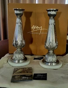 Michael Aram Palace Marble Base Candleholder Set of 2 NEW IN BOX         D6 - Picture 1 of 13