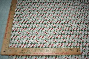 White Background Snowman Small Design Red & Green 18 x44" Fabric Cotton Quilting - Picture 1 of 2