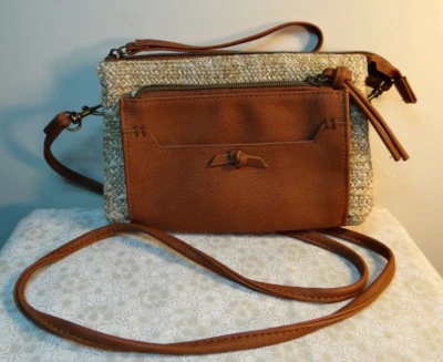 NOVA camiseta e jeans bidirecional pulseira tiracolo feminina bolsa tweed - Imagem 1 de 4