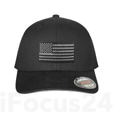 Black USA US American Flag Tactical Operator Flex Fit Baseball Fit Hat Cap