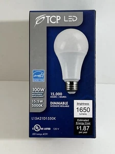 TCP 15W; 5000 Kelvin; 1600 Lumen; 80 CRI; E26 Base; Dimmable LED A21 Light Bulb - Picture 1 of 5