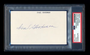 IVAL GOODMAN SIGNED MINT INDEX CARD PSA/DNA AUTOGRAPHED 1940 CINCINNATI REDS WSC - Picture 1 of 2
