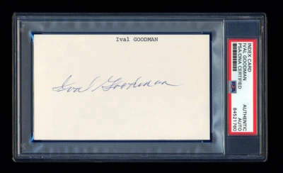 IVAL GOODMAN SIGNED MINT INDEX CARD PSA/DNA AUTOGRAPHED 1940 CINCINNATI REDS WSC - Image 1 of 2