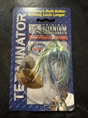 ТЕРМИНАТОР снят с производства T-1 синий/char Shad 3/8 унций спиннербейт новый/редкий приманка - Изображение 1 из 4