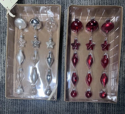 Lote de 30 mini adornos navideños Pottery Barn mercurio/satinado/claro rojo plateado Foto 1 de 4