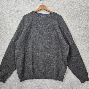 Vintage Fisherman Wool Sweater Mens L Charcoal Raglan Outdoor Cozy JOHN ASHFORD - Picture 1 of 9