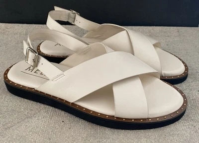 ANTONIO MELANI Gaila Cross Strap Leather Sandals  Sweat Cream Ivory Sz 8 *READ - Image 1 of 4
