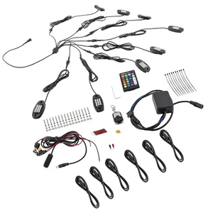 8 Pod RGB LED Rock Light Offroad Wireless Bluetooth Music Controller For ATV 12V - Picture 1 of 12