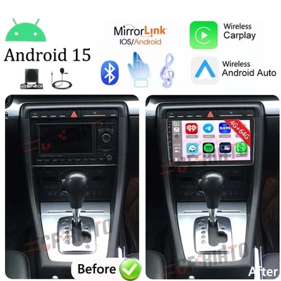 4G+64G Android 15 For Audi A4 B6 B7 RS4 2002-2008 Carplay WIFI Radio Car Stereo Foto 1 de 4