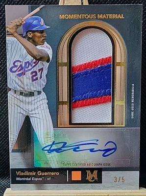 Vladimir Guerrero SR 2024 Topps Museum Game Used Expos Logo Patch Auto /5 - Image 1 of 2