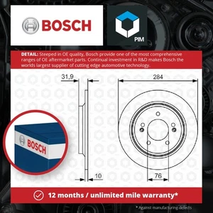 2x Brake Discs Pair Solid fits KIA NIRO 1.6 Rear 16 to 22 G4LE 284mm Set Bosch - Picture 1 of 6